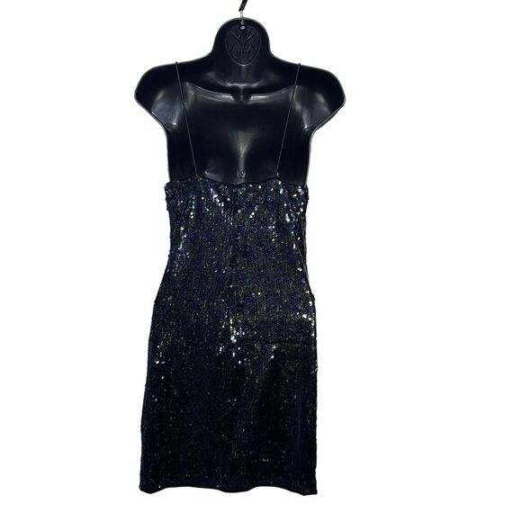 Lulus Light Me Up Multi-Color Sequin Strappy Body Con V-Neck Mini Dress Medium - Picture 2 of 7